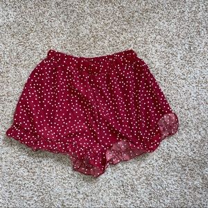 Red and white polka dot shorts size Medium
